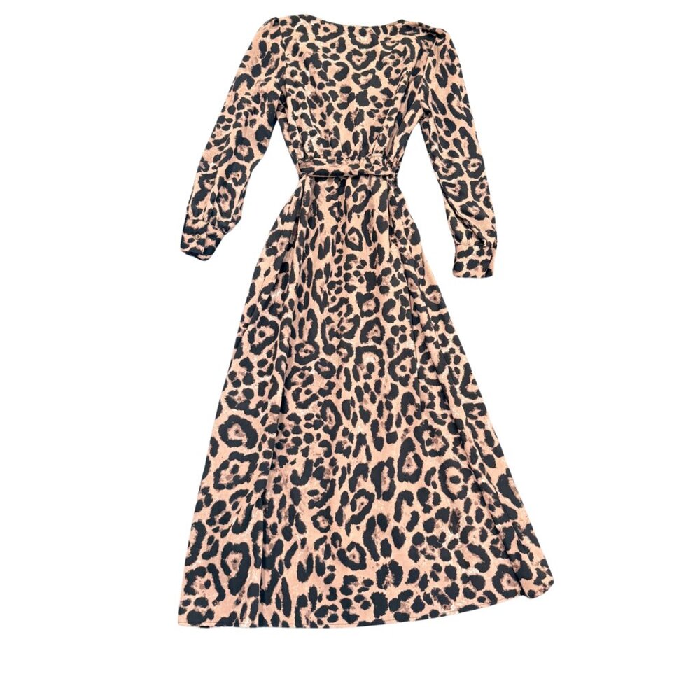 Ladies Small Leopard Maxi Dress w/ Slit - Picture 4 of 4